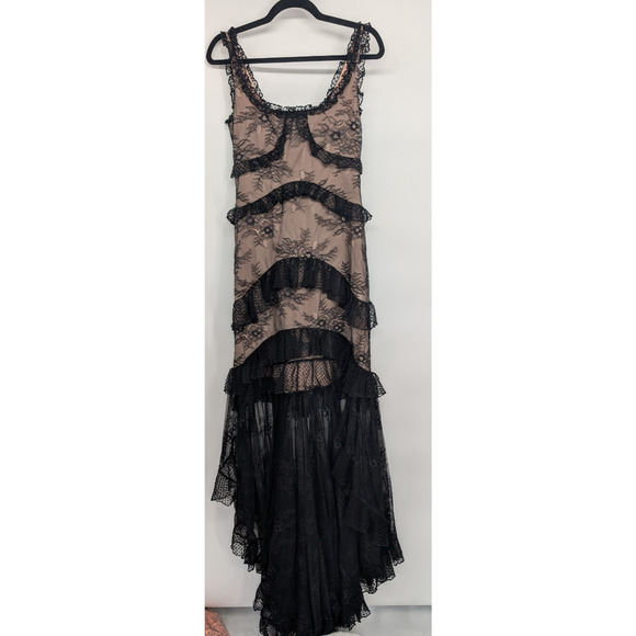 Alexis Timotha Lace Ruffle Maxi Dress Gown Size S Black #2H451 - Picture 2 of 13